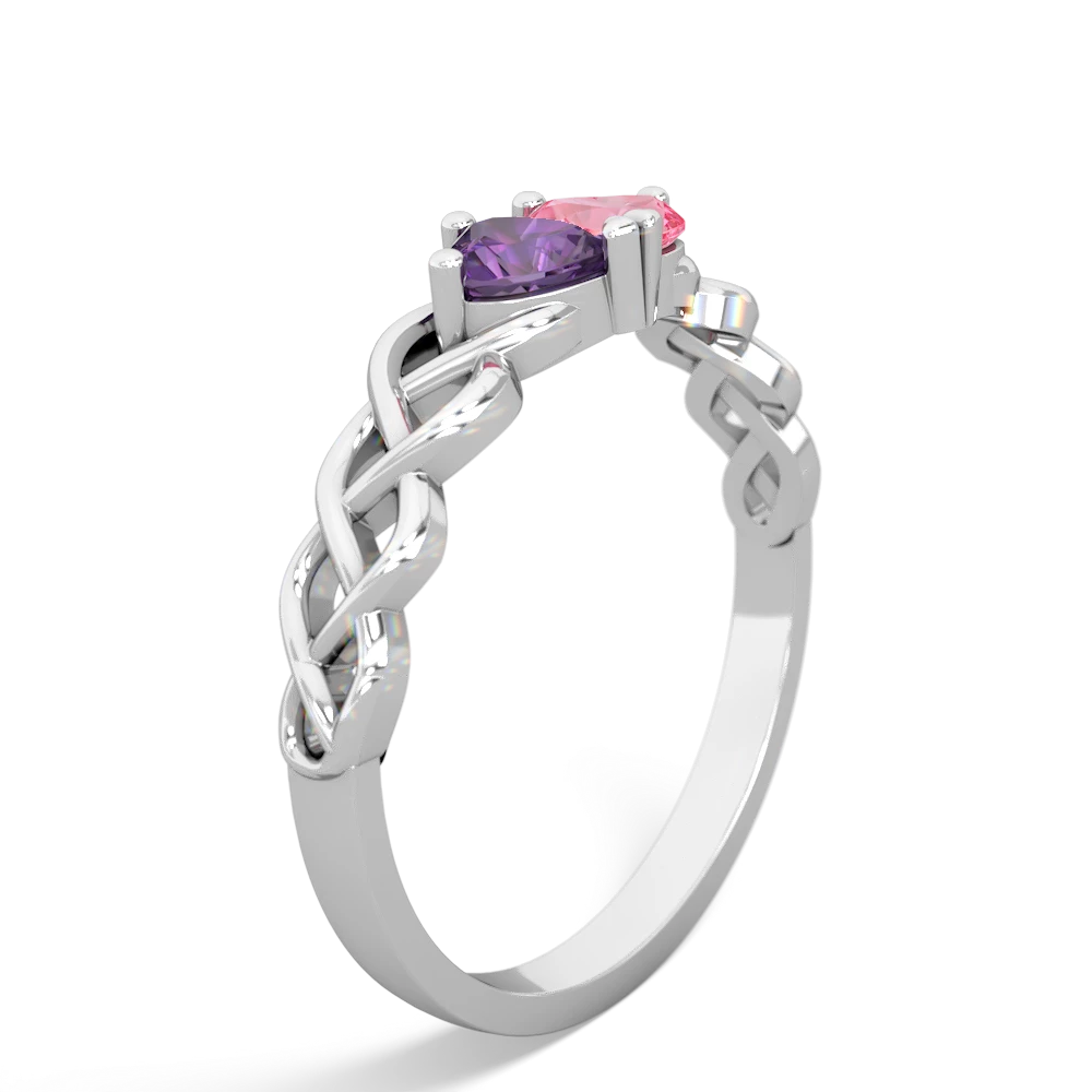 Amethyst Heart To Heart Braid 14K White Gold ring R5870