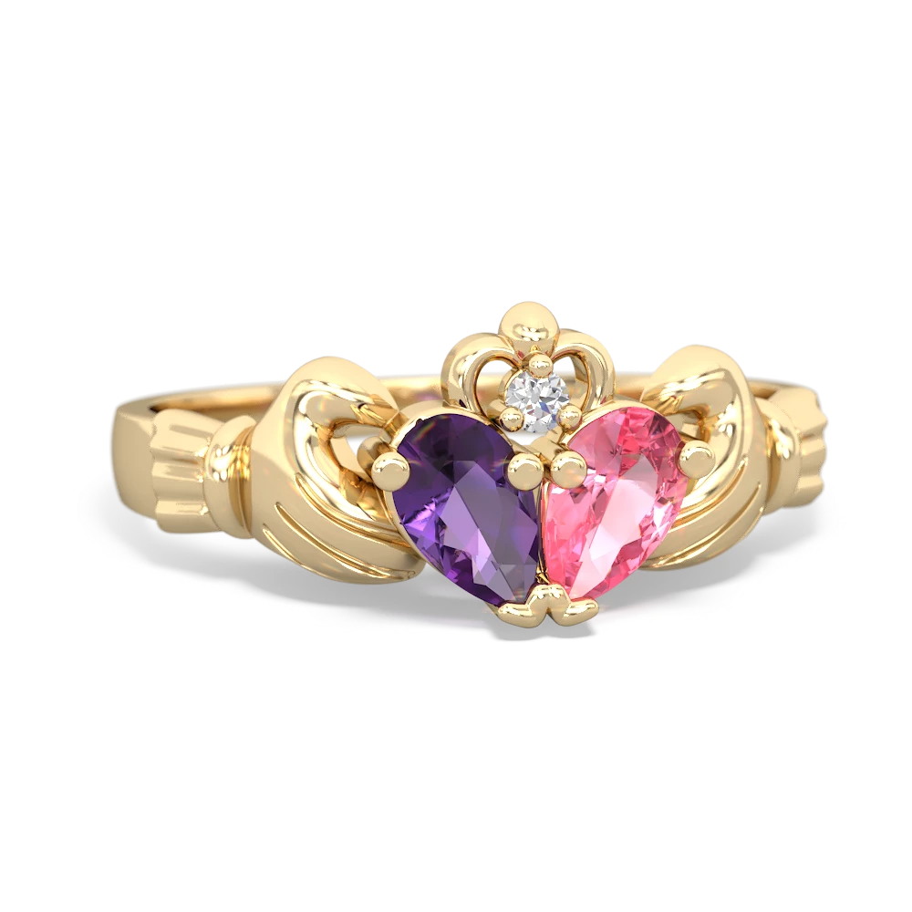 Amethyst 'Our Heart' Claddagh 14K Yellow Gold ring R2388