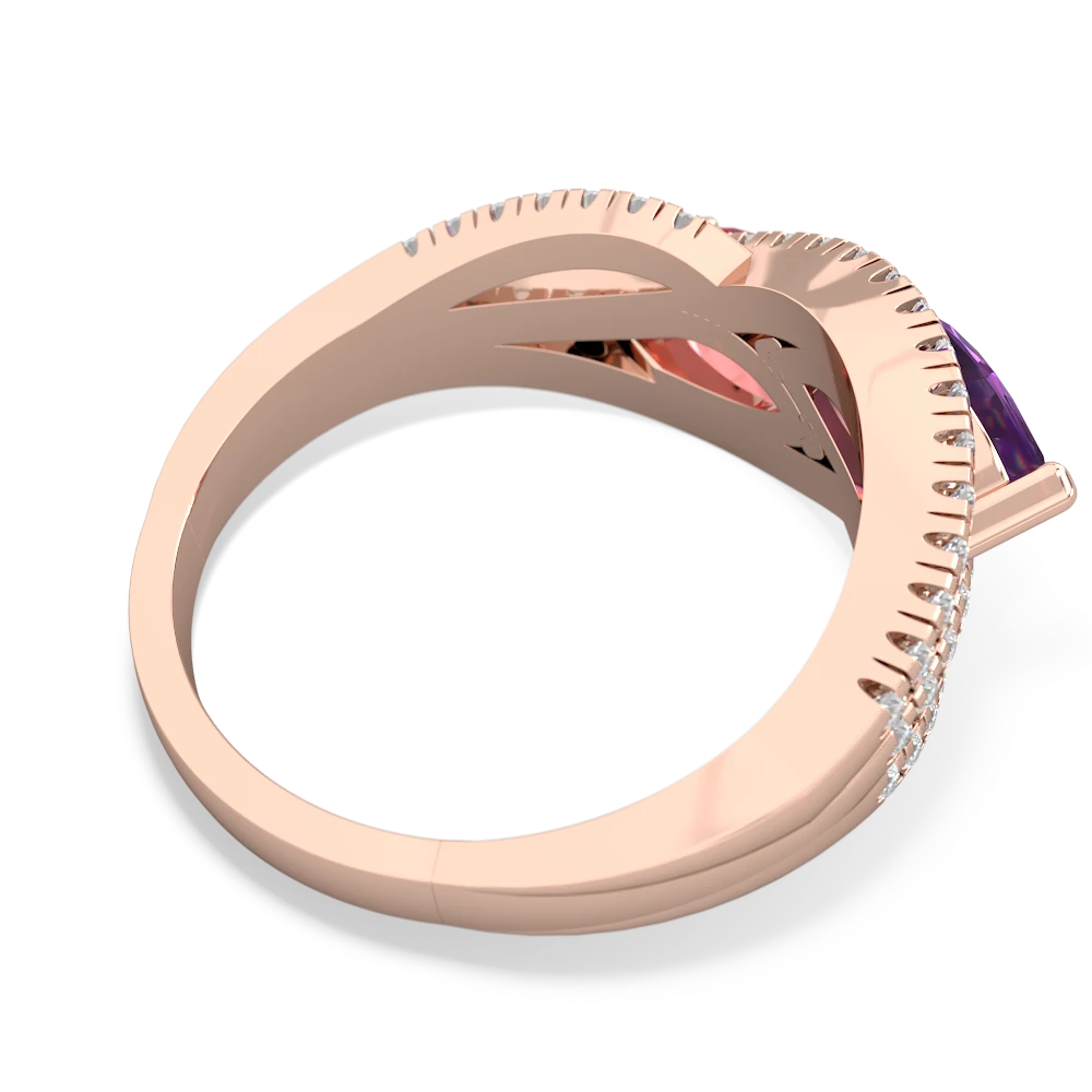 Amethyst Diamond Rivers 14K Rose Gold ring R3070