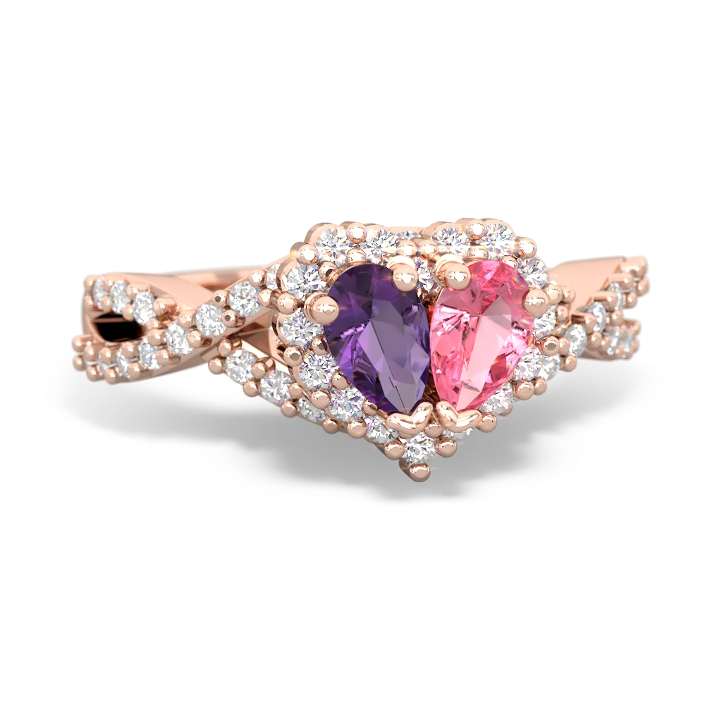 Amethyst Diamond Twist 'One Heart' 14K Rose Gold ring R2640HRT