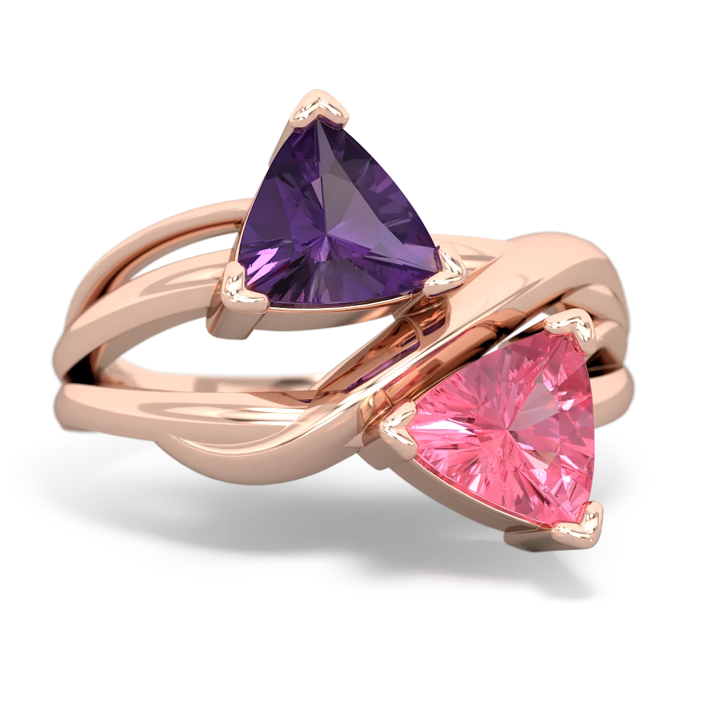 Amethyst Split Band Swirl 14K Rose Gold ring R2341