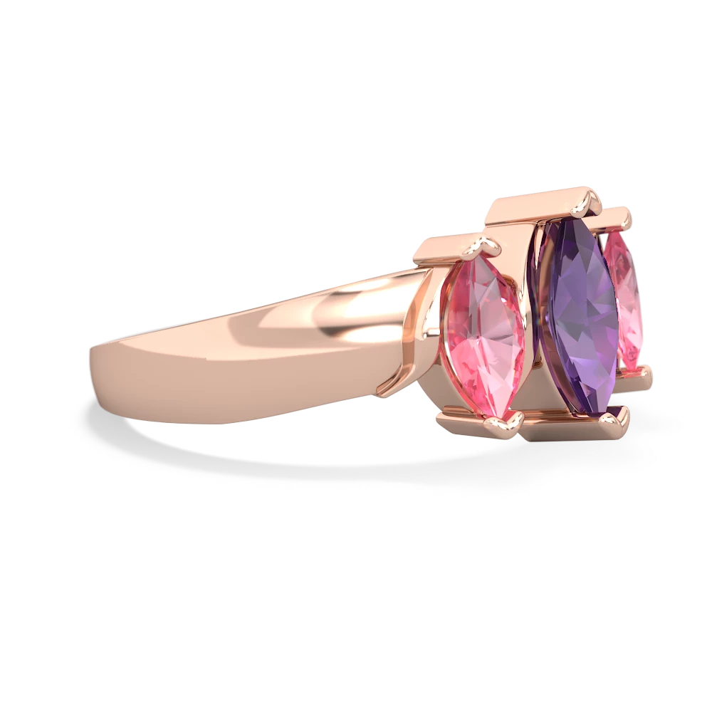 Amethyst Three Peeks 14K Rose Gold ring R2433