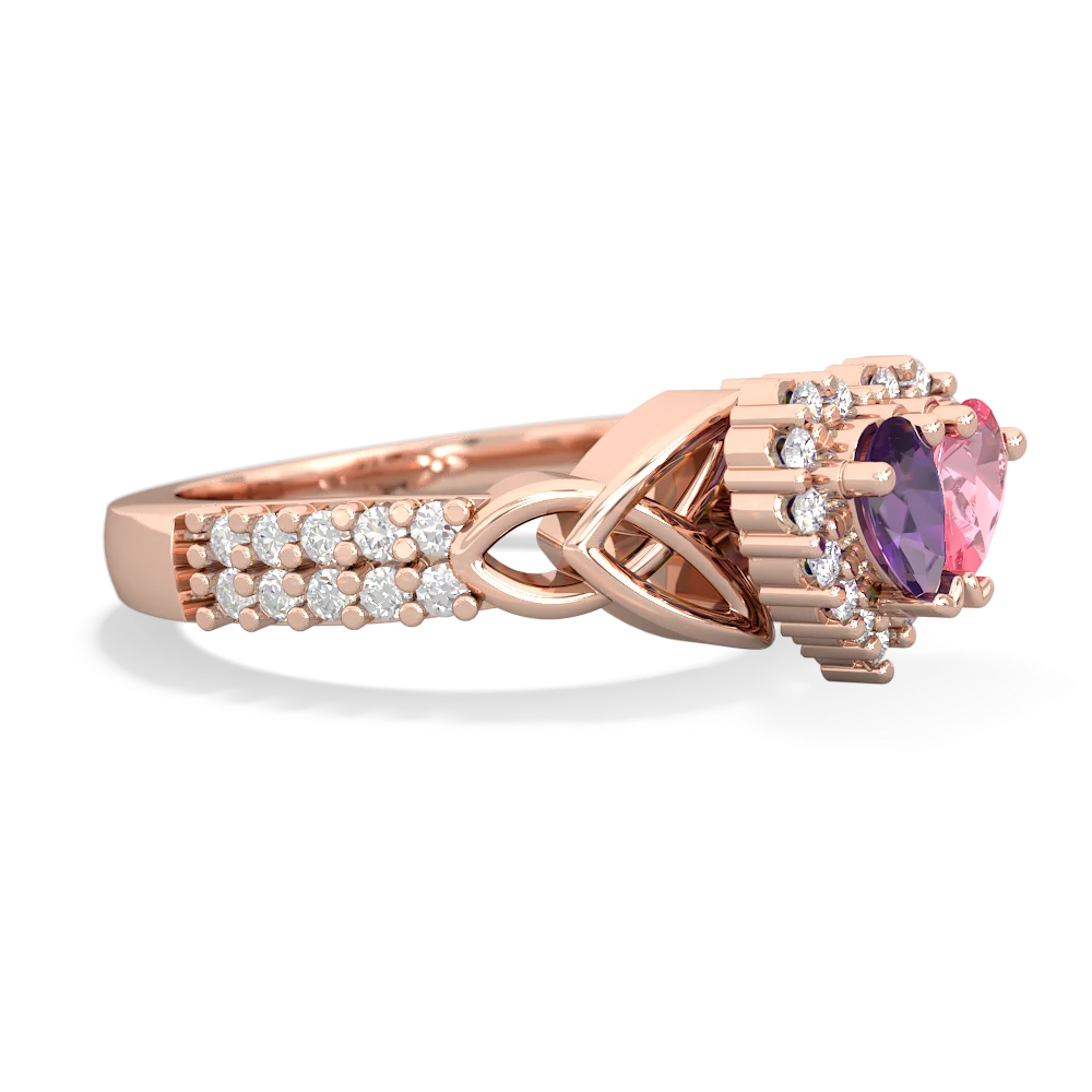 Amethyst Celtic Knot Two Hearts As One 14K Rose Gold ring R2644HRT