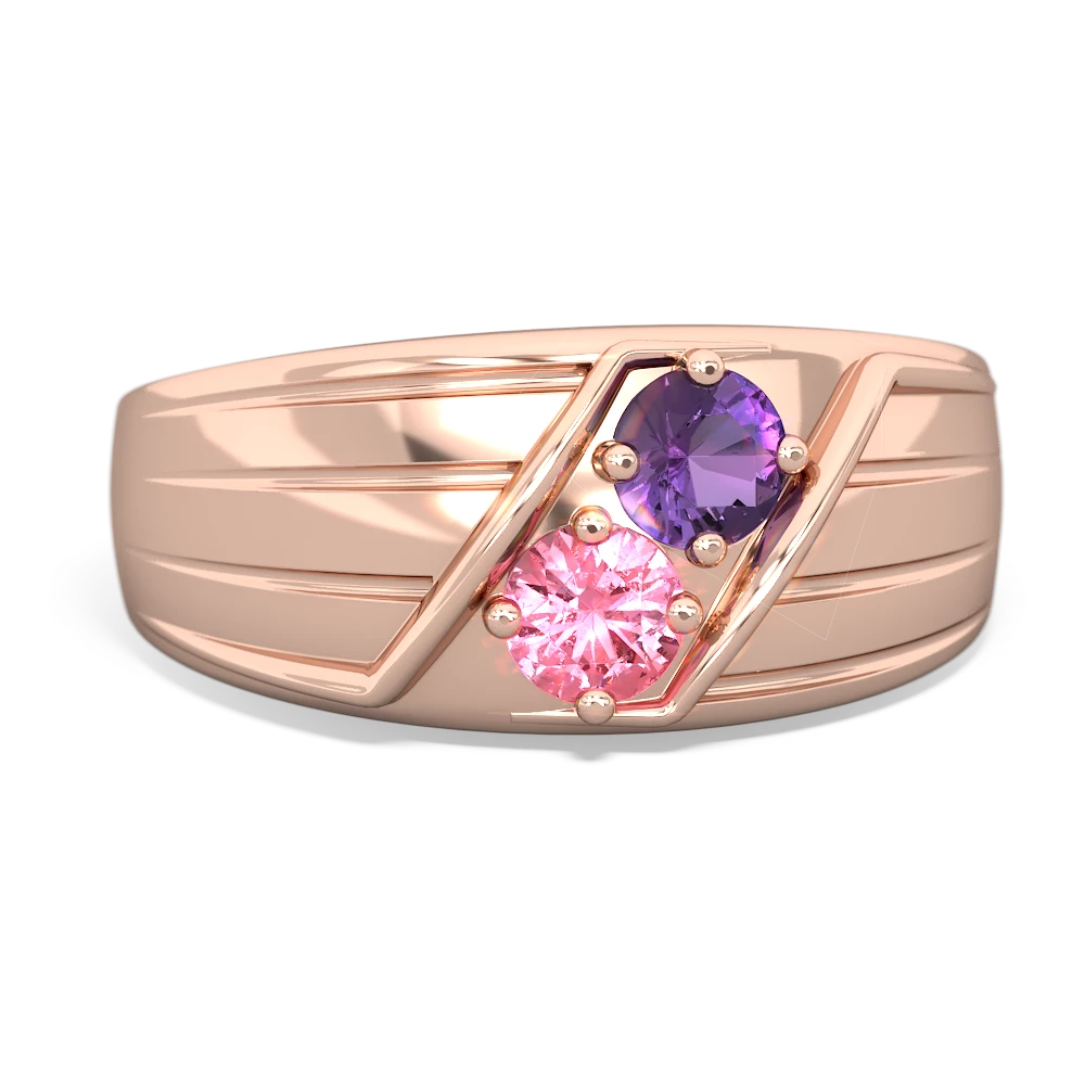 Amethyst Men's Streamline 14K Rose Gold ring R0460