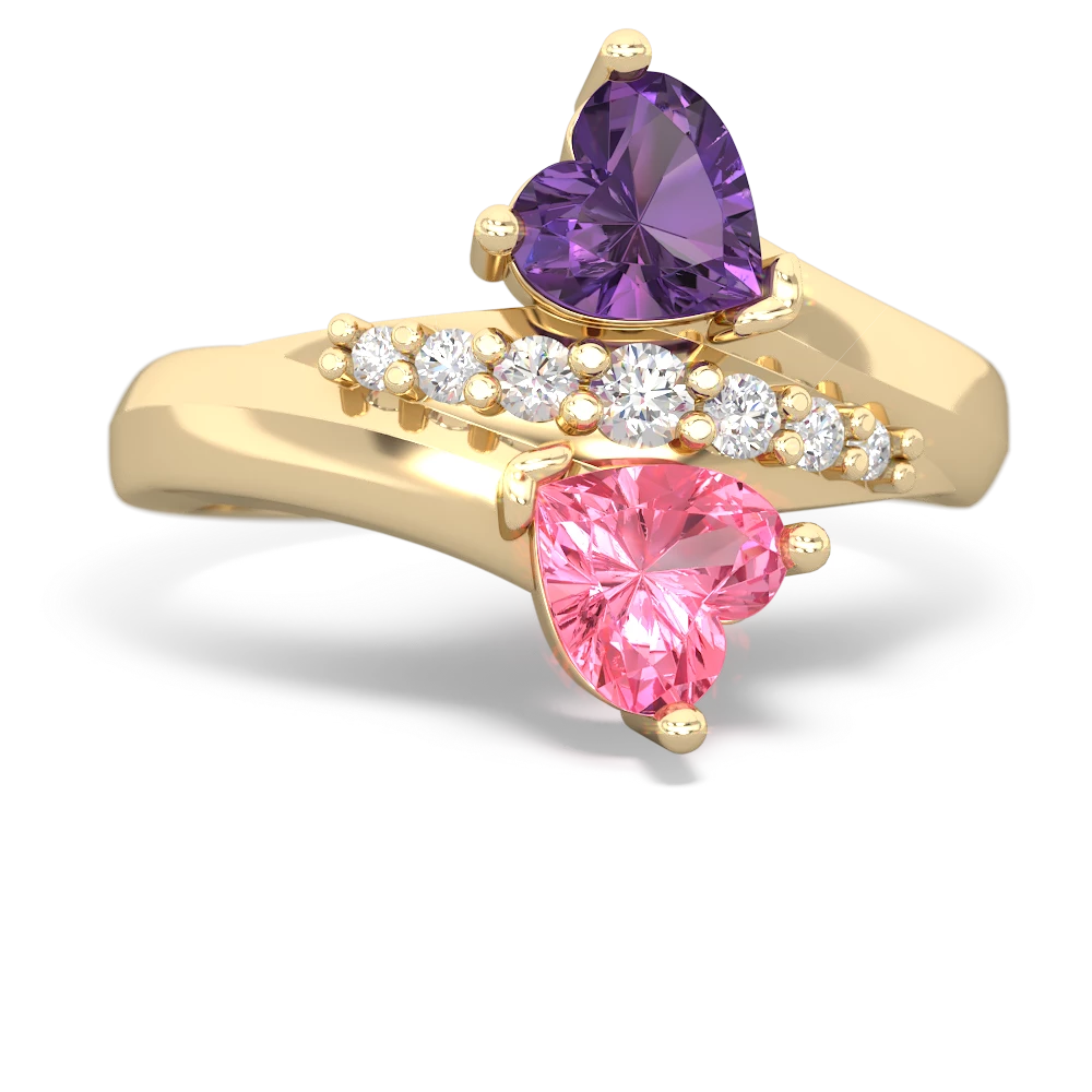 Amethyst Heart To Heart 14K Yellow Gold ring R2064