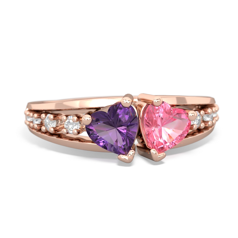 Amethyst Heart To Heart 14K Rose Gold ring R3342