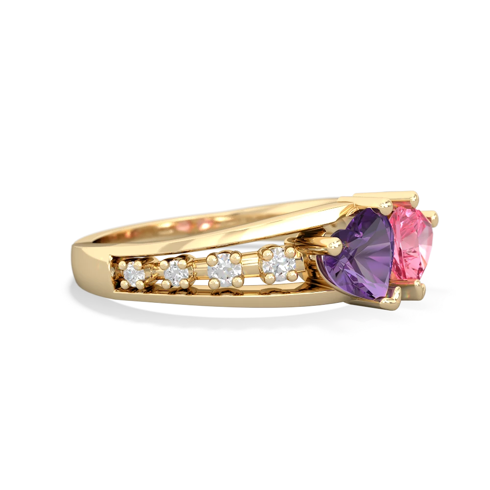 Amethyst Heart To Heart 14K Yellow Gold ring R3342