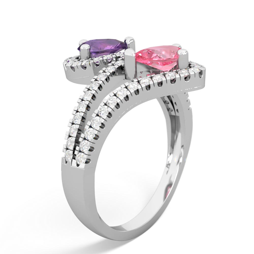 Amethyst Diamond Dazzler 14K White Gold ring R3000