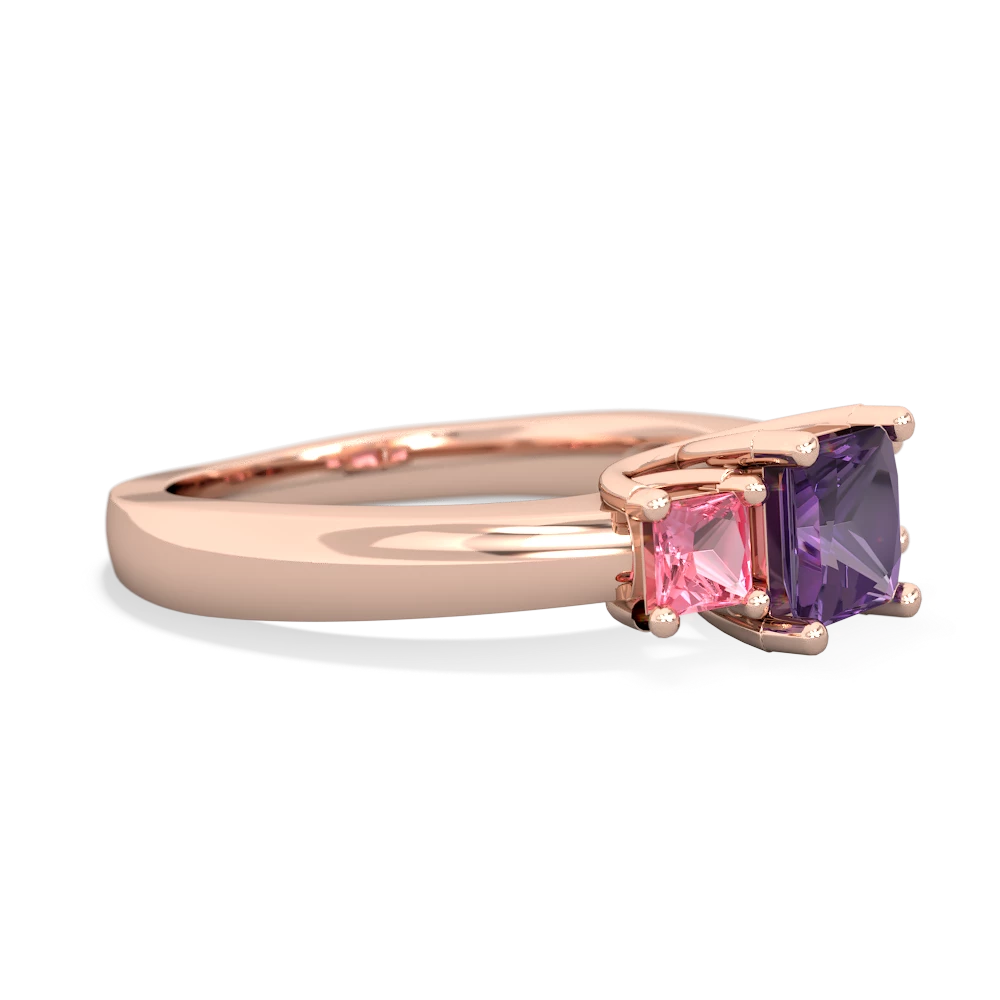 Amethyst Three Stone Trellis 14K Rose Gold ring R4015