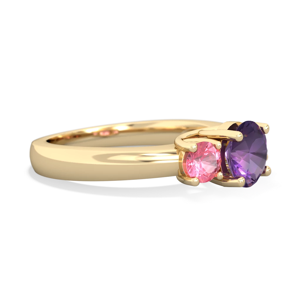 Amethyst Three Stone Round Trellis 14K Yellow Gold ring R4018