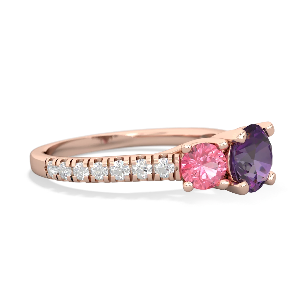 Amethyst Pave Trellis 14K Rose Gold ring R5500