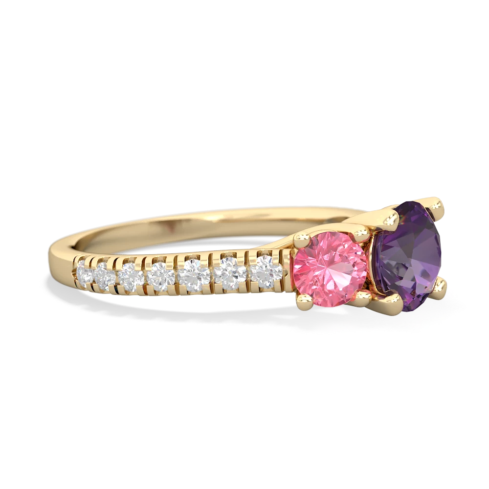 Amethyst Pave Trellis 14K Yellow Gold ring R5500