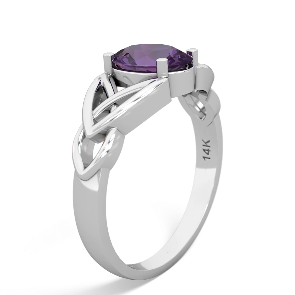 Amethyst Celtic Trinity Knot 14K White Gold ring R2389