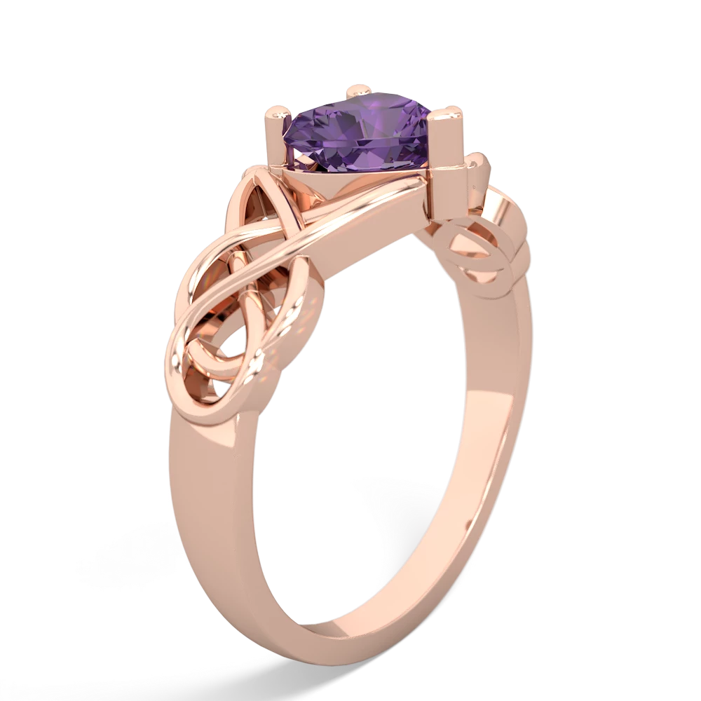 Amethyst Claddagh Celtic Knot 14K Rose Gold ring R2367