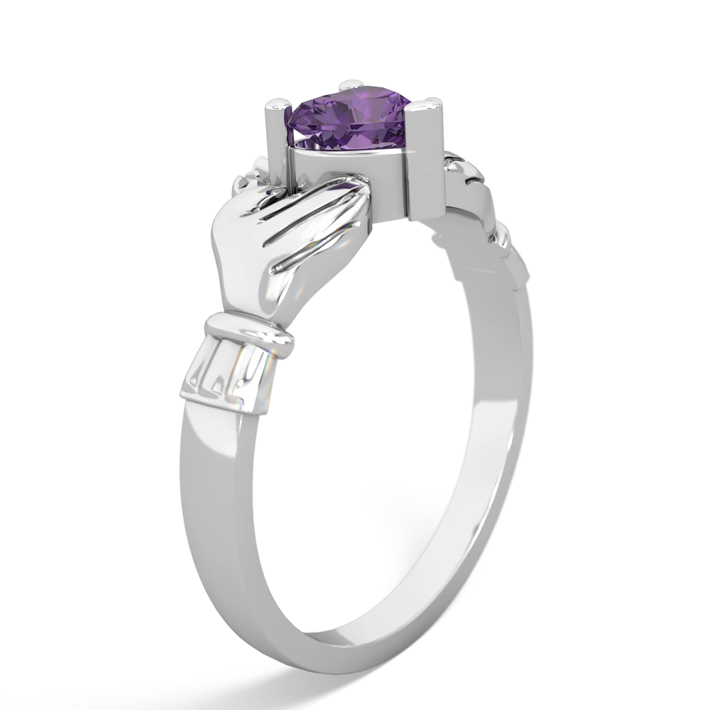 Amethyst Claddagh 14K White Gold ring R2370