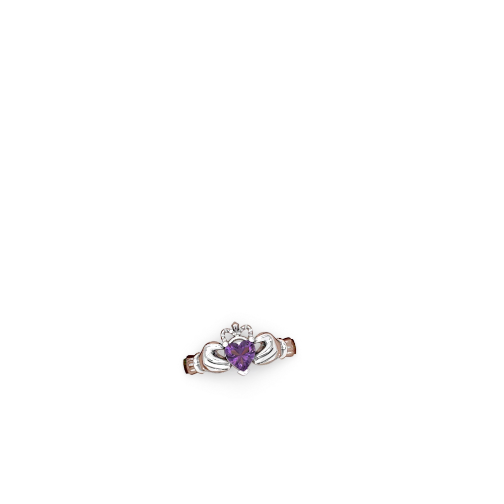 Amethyst Claddagh 14K White Gold ring R2370