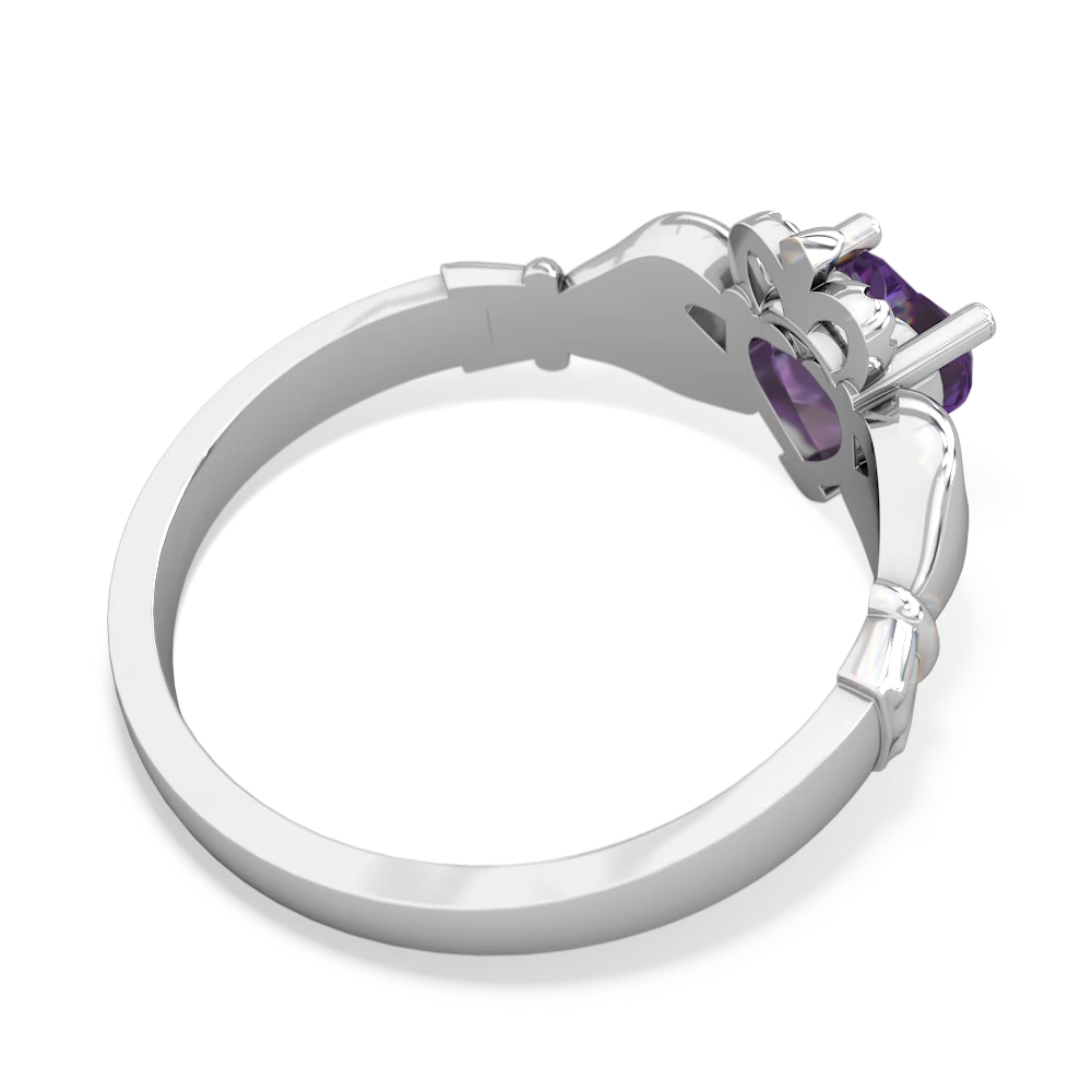 Amethyst Claddagh 14K White Gold ring R2370