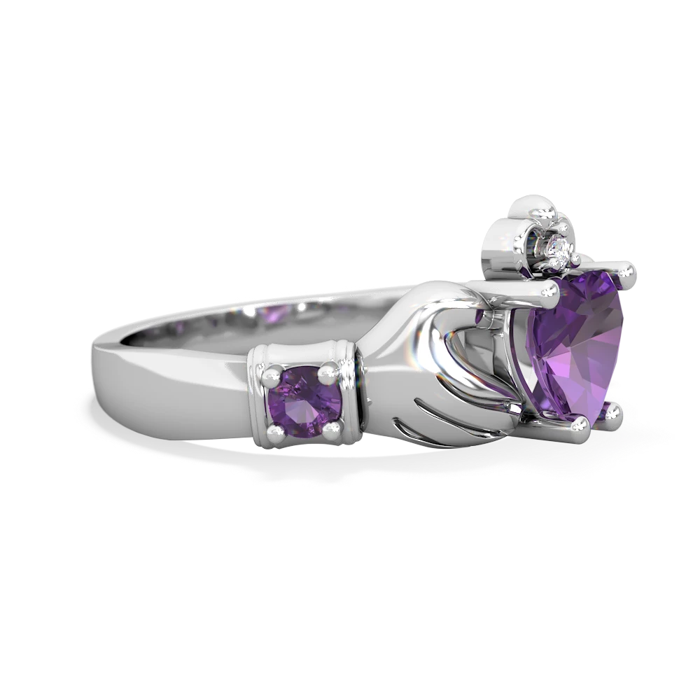 Amethyst Claddagh Keepsake 14K White Gold ring R5245