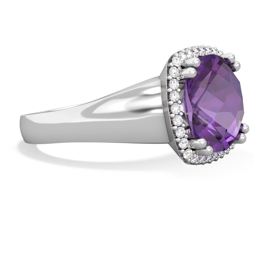 Amethyst Halo Cocktail 14K White Gold ring R2544