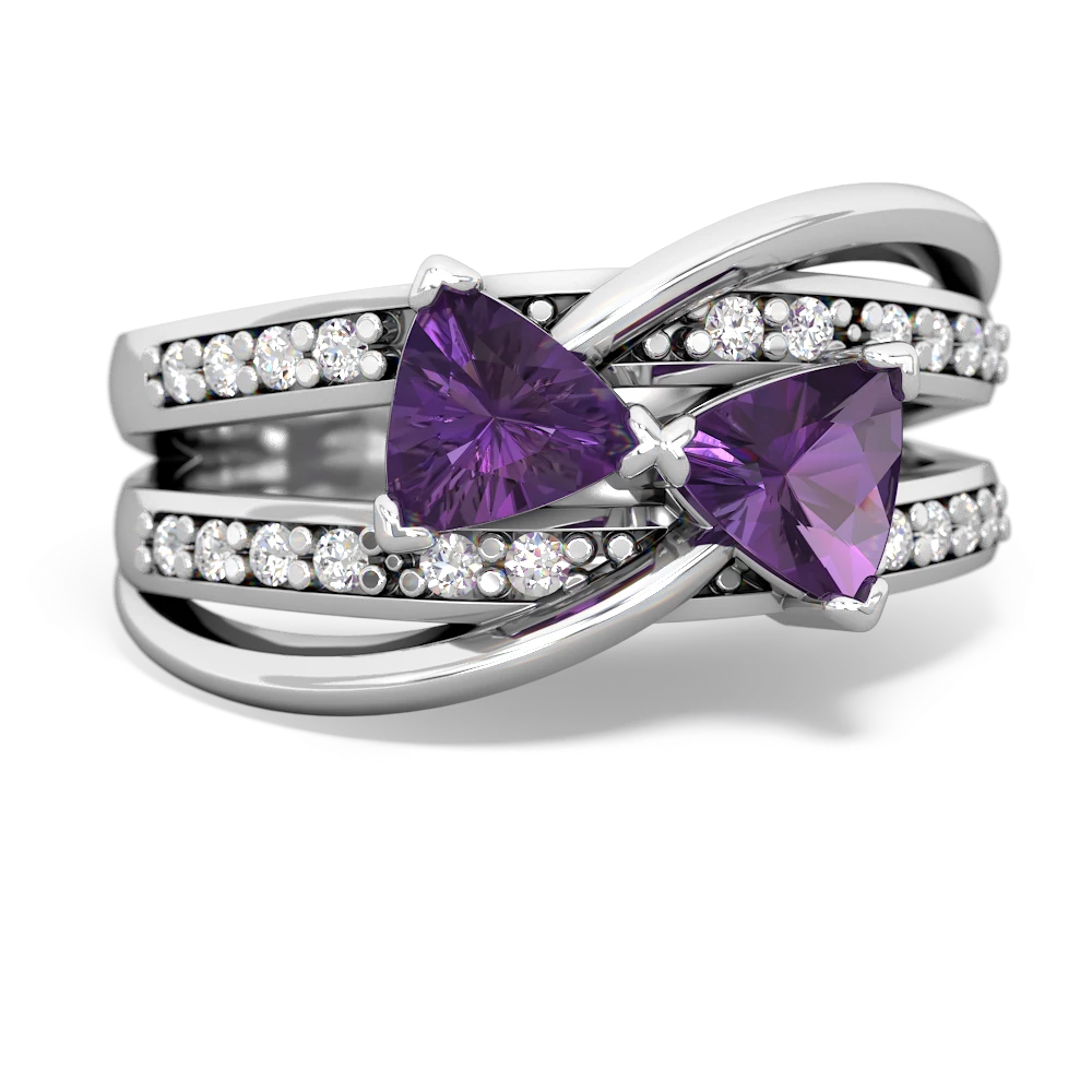 Amethyst Bowtie 14K White Gold ring R2360