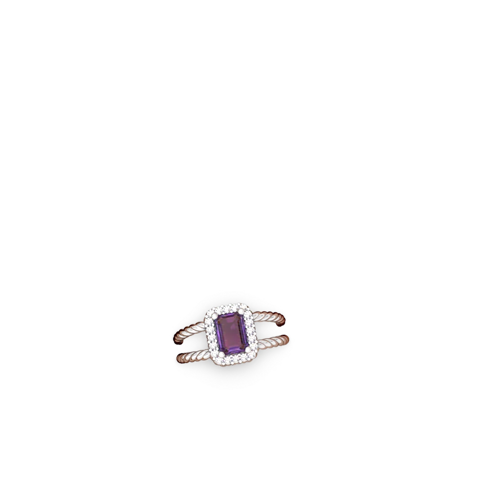 Amethyst Rope Split Band 14K White Gold ring R2628