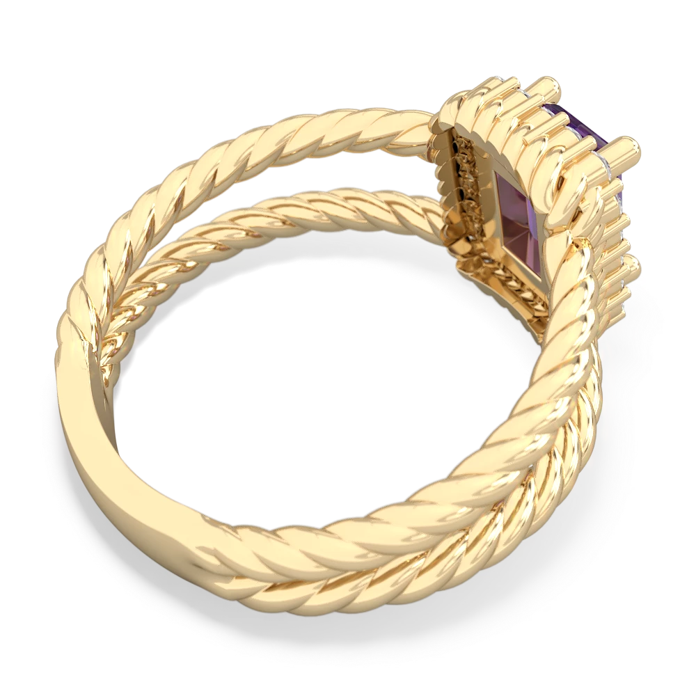 Amethyst Rope Split Band 14K Yellow Gold ring R2628