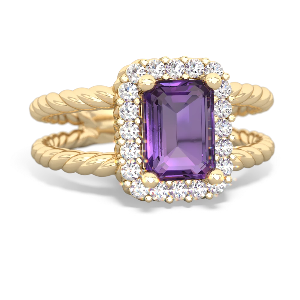 Amethyst Rope Split Band 14K Yellow Gold ring R2628