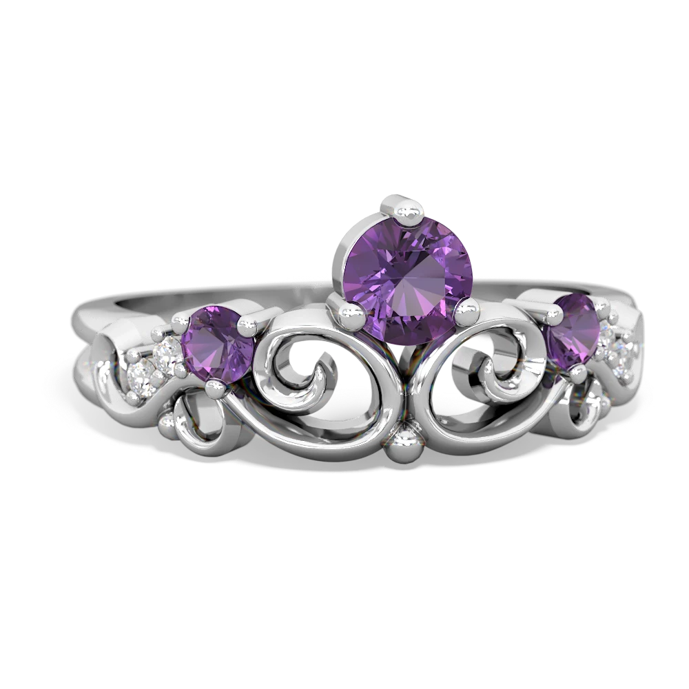 Amethyst Crown Keepsake 14K White Gold ring R5740