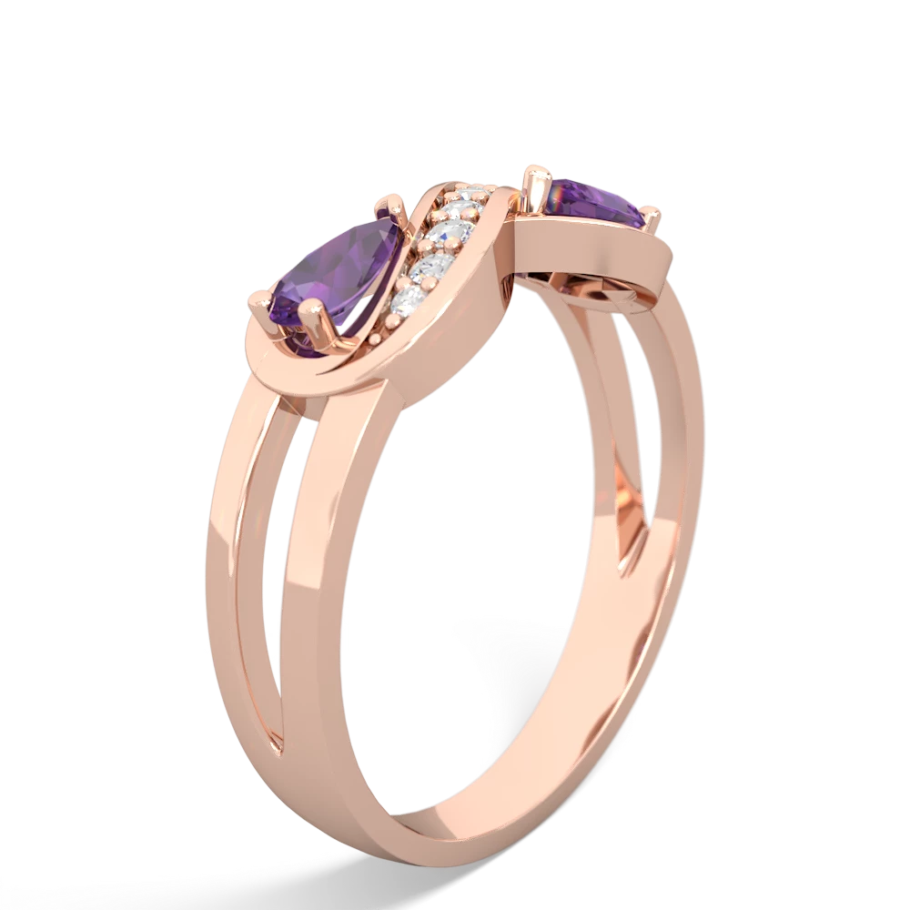 Amethyst Diamond Infinity 14K Rose Gold ring R5390