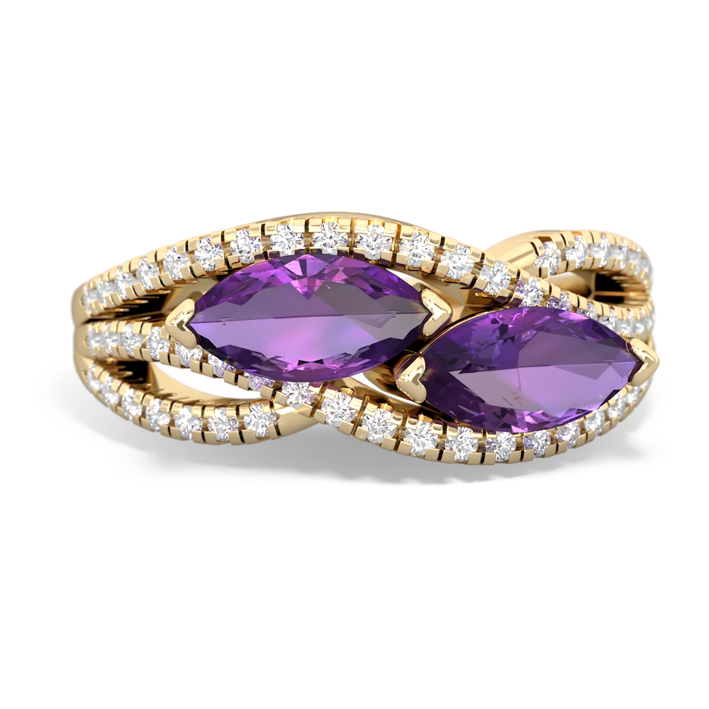 Amethyst Diamond Rivers 14K Yellow Gold ring R3070