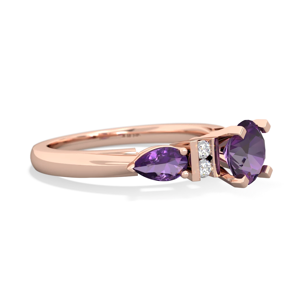 Amethyst 6Mm Round Eternal Embrace Engagement 14K Rose Gold ring R2005