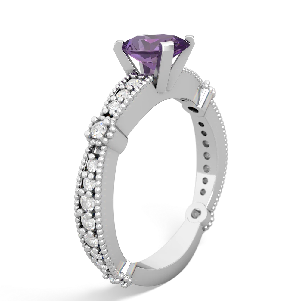 Amethyst Sparkling Tiara 7X5mm Oval 14K White Gold ring R26297VL