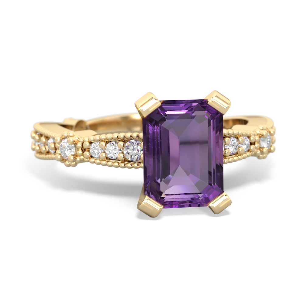 Amethyst Sparkling Tiara 8X6 Emerald-Cut 14K Yellow Gold ring R26298EM