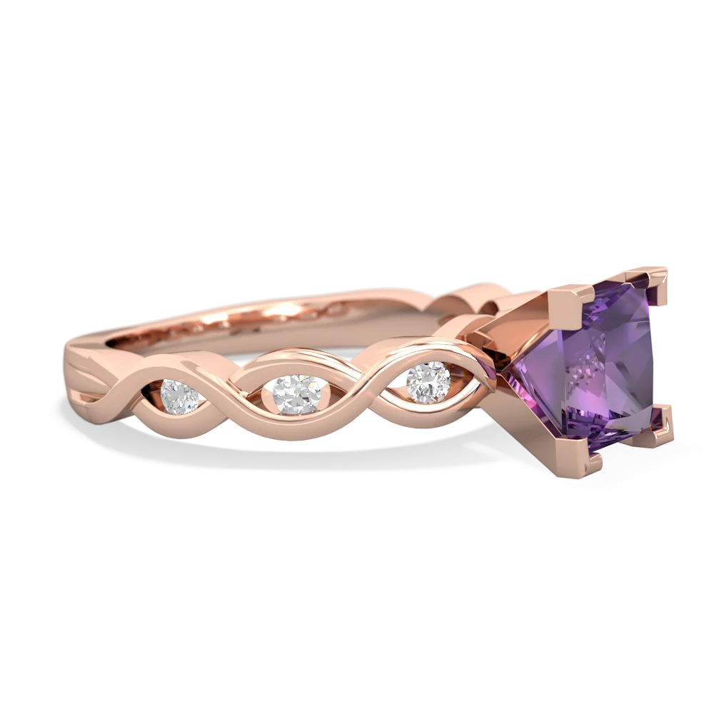 Amethyst Infinity 6Mm Princess Engagement 14K Rose Gold ring R26316SQ