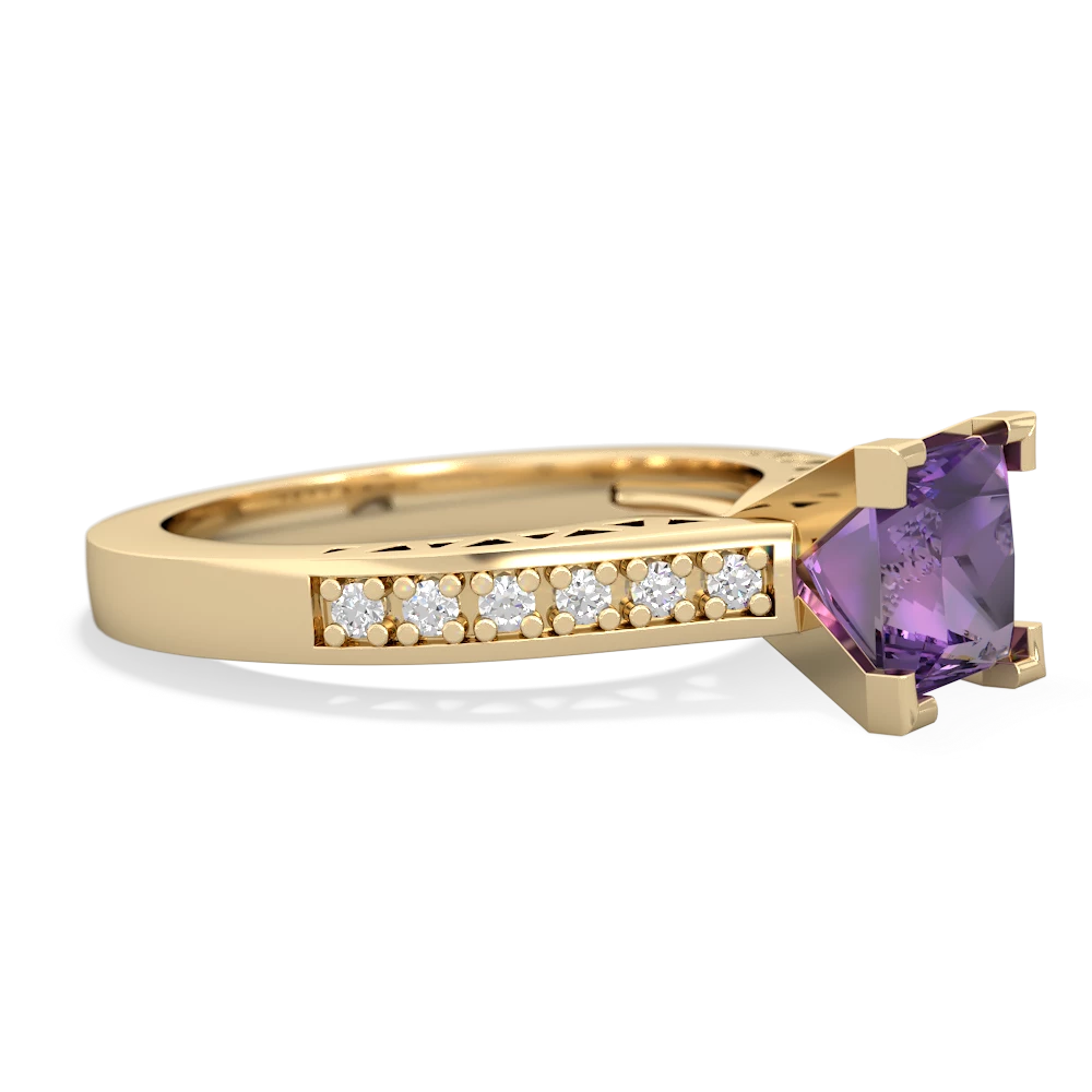 Amethyst Art Deco Engagement 6Mm Princess 14K Yellow Gold ring R26356SQ