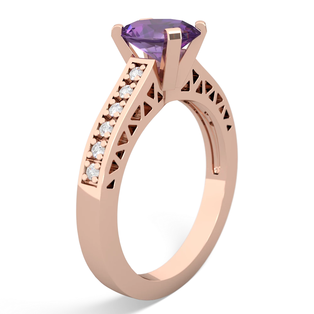 Amethyst Art Deco Engagement 8X6mm Oval 14K Rose Gold ring R26358VL