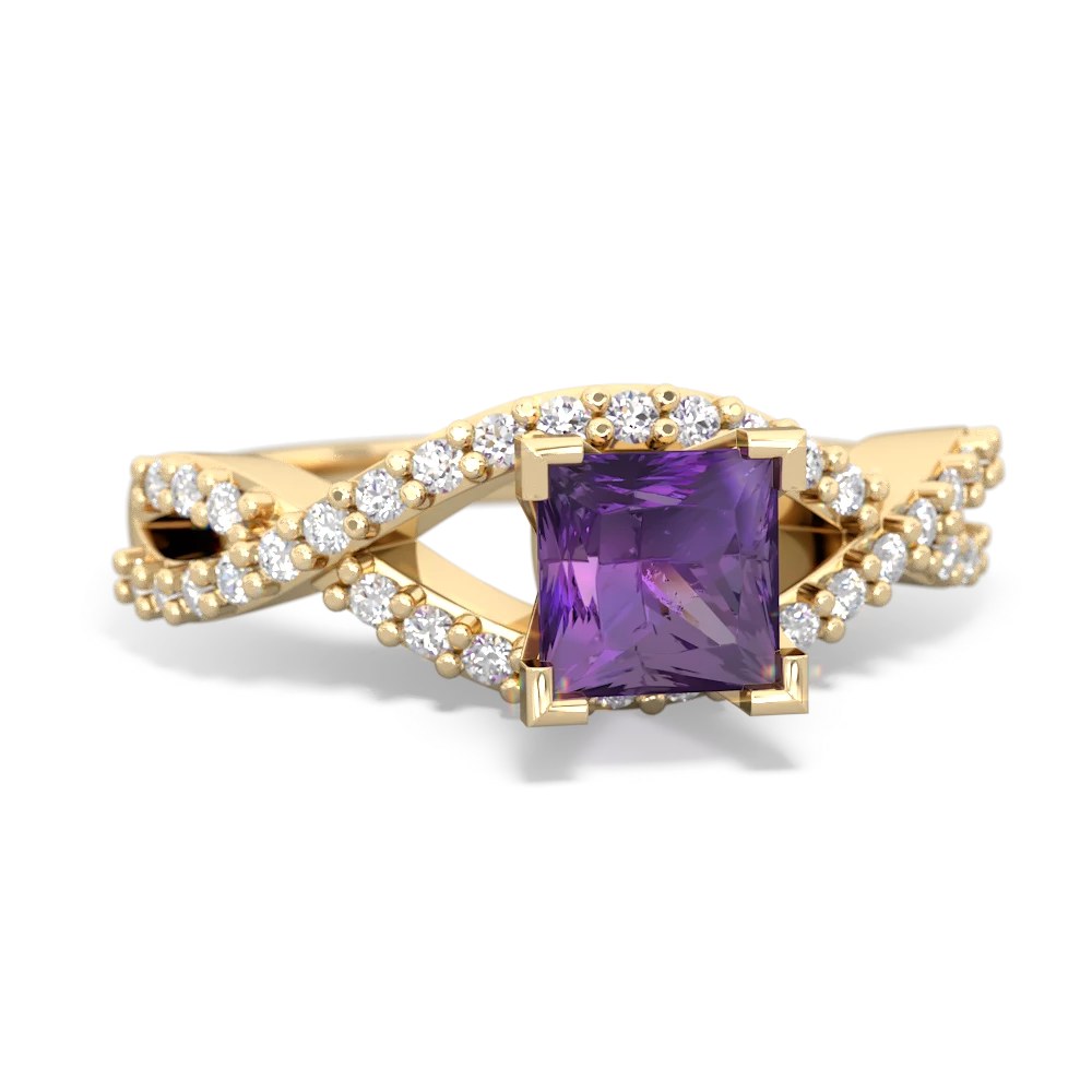 Amethyst Diamond Twist 5Mm Square Engagment  14K Yellow Gold ring R26405SQ