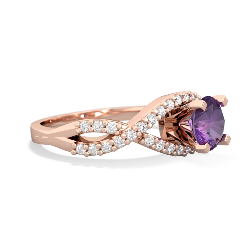 Amethyst Diamond Twist 6Mm Round Engagment  14K Rose Gold ring R26406RD