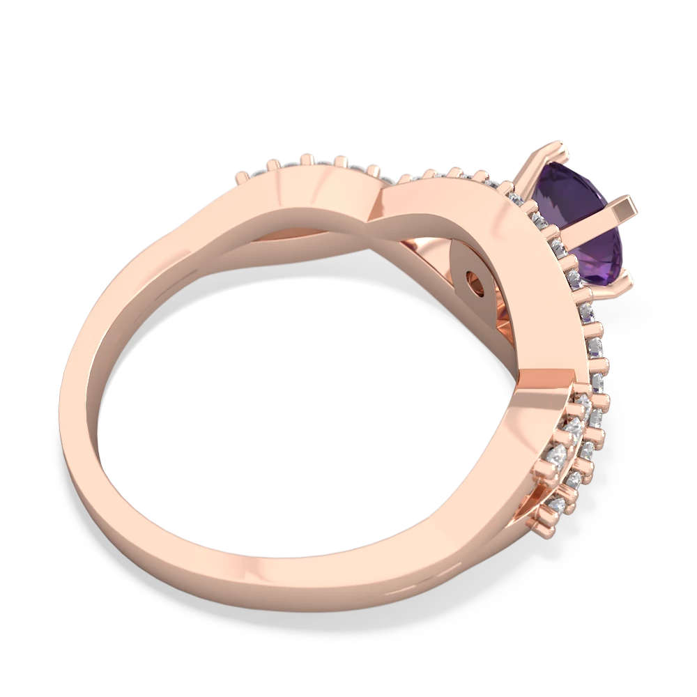 Amethyst Diamond Twist 6Mm Round Engagment  14K Rose Gold ring R26406RD