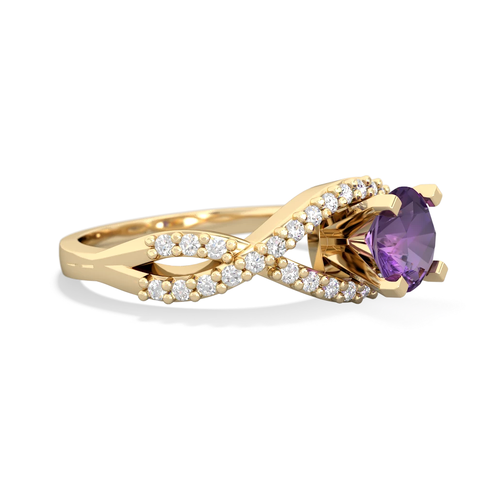 Amethyst Diamond Twist 6Mm Round Engagment  14K Yellow Gold ring R26406RD