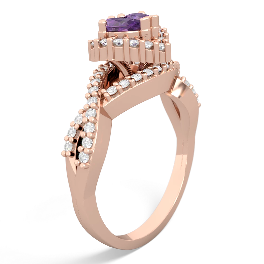 Amethyst Diamond Twist 'One Heart' 14K Rose Gold ring R2640HRT