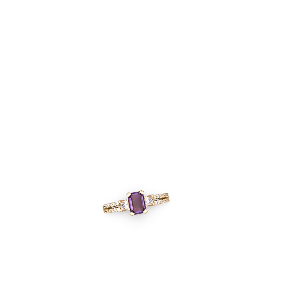 Amethyst Classic 7X5mm Emerald-Cut Engagement 14K Yellow Gold ring R26437EM