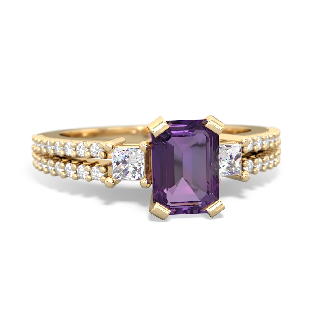 Amethyst Classic 7X5mm Emerald-Cut Engagement 14K Yellow Gold ring R26437EM