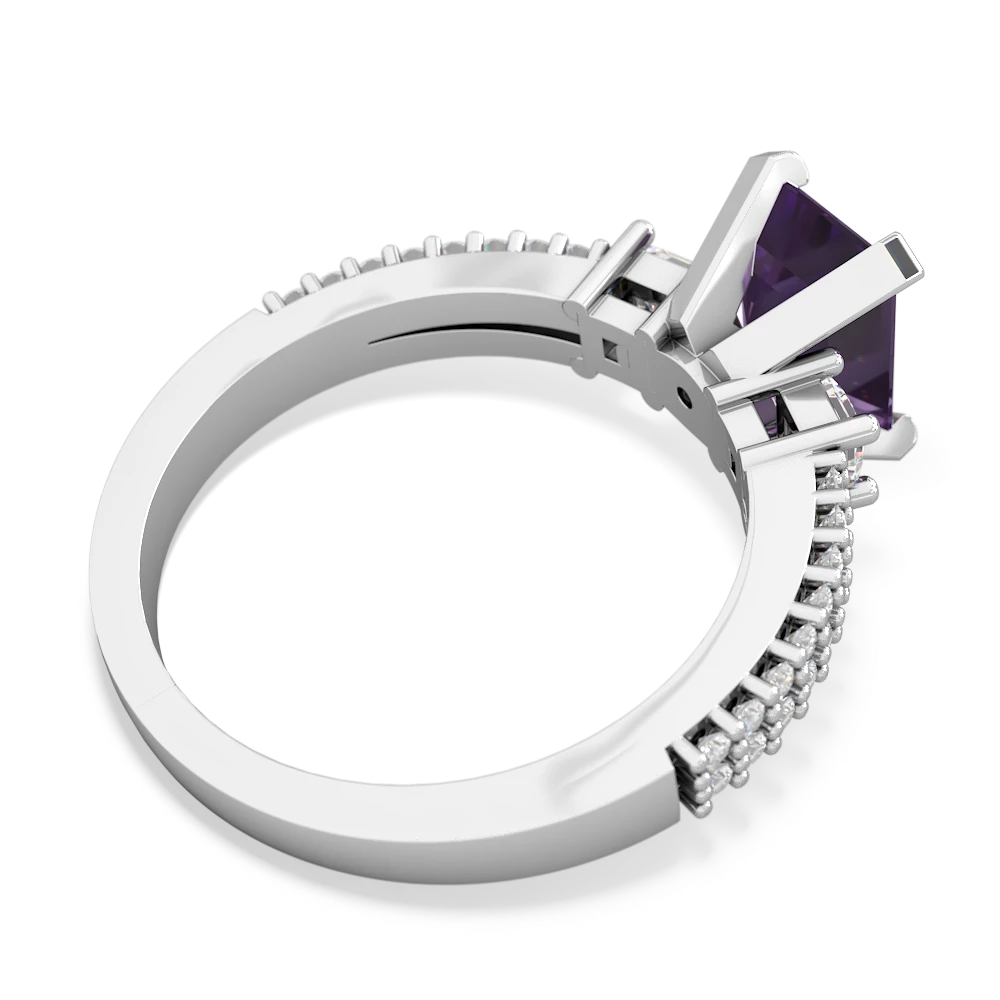 Amethyst Classic 8X6mm Emerald-Cut Engagement 14K White Gold ring R26438EM