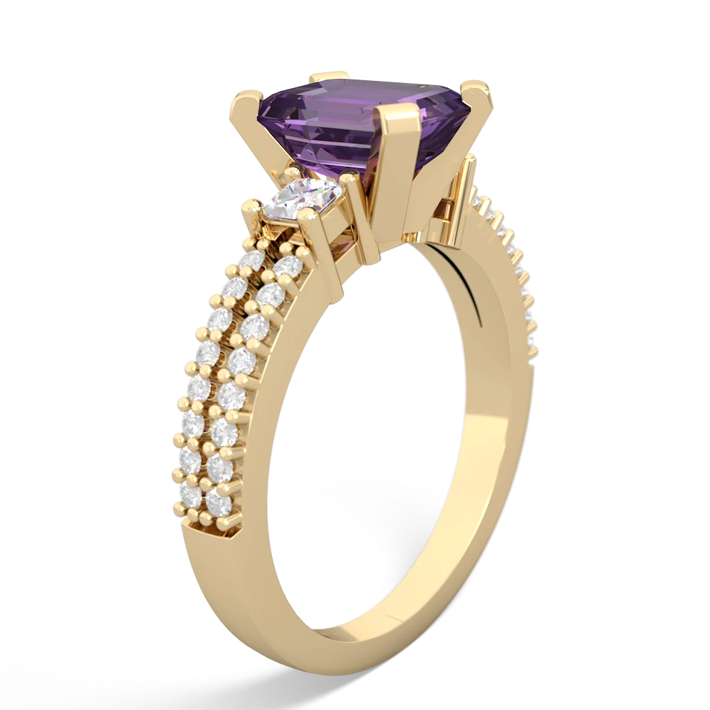 Amethyst Classic 8X6mm Emerald-Cut Engagement 14K Yellow Gold ring R26438EM