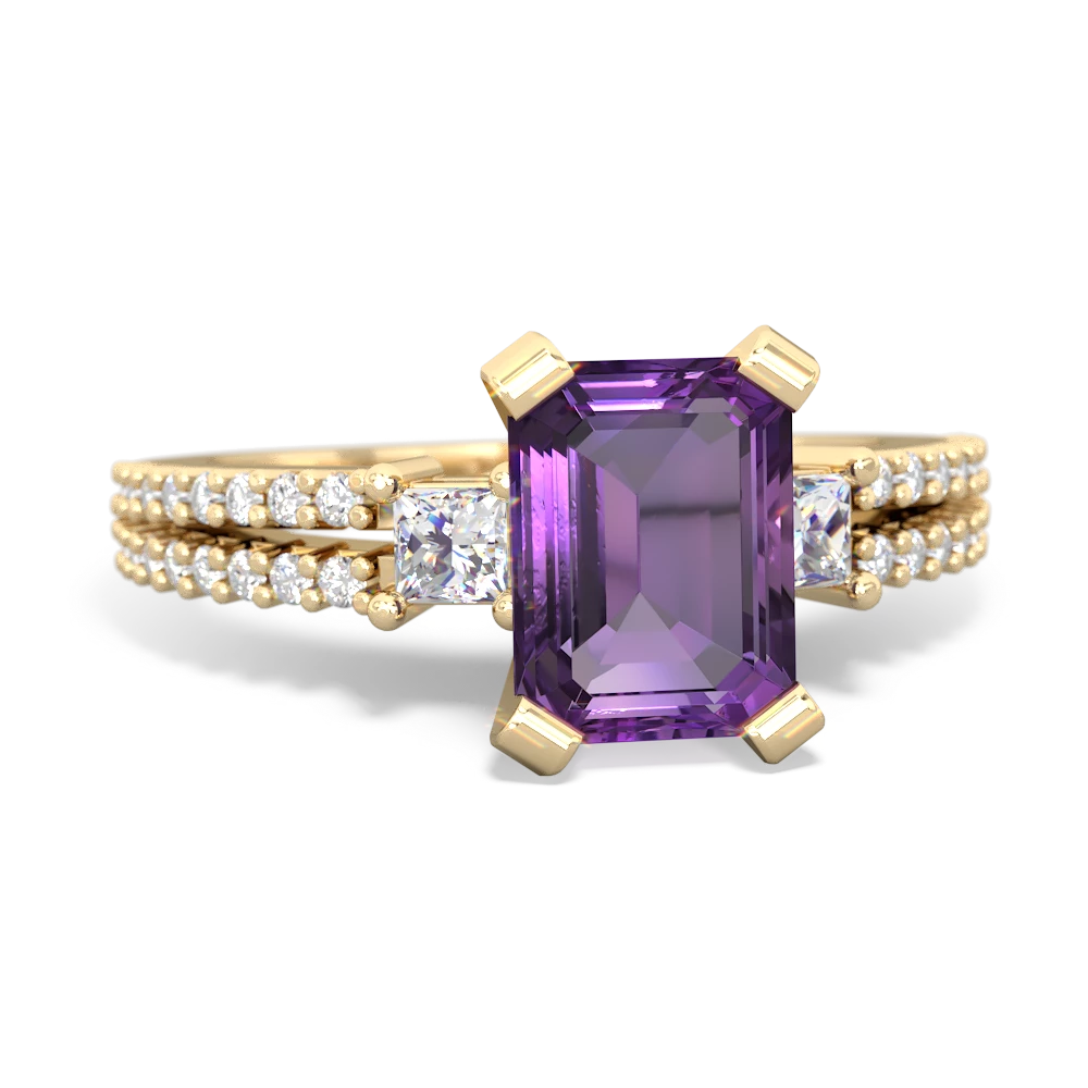 Amethyst Classic 8X6mm Emerald-Cut Engagement 14K Yellow Gold ring R26438EM