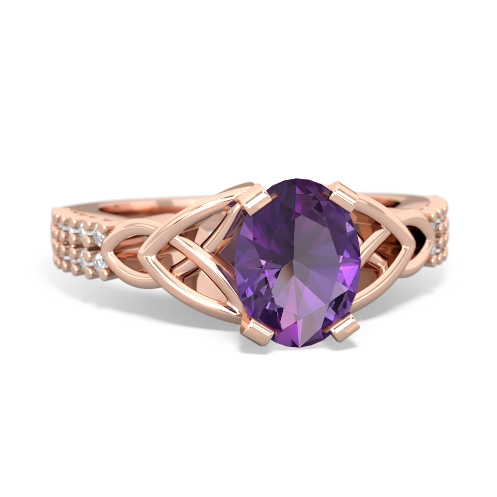 Amethyst Celtic Knot 8X6 Oval Engagement 14K Rose Gold ring R26448VL