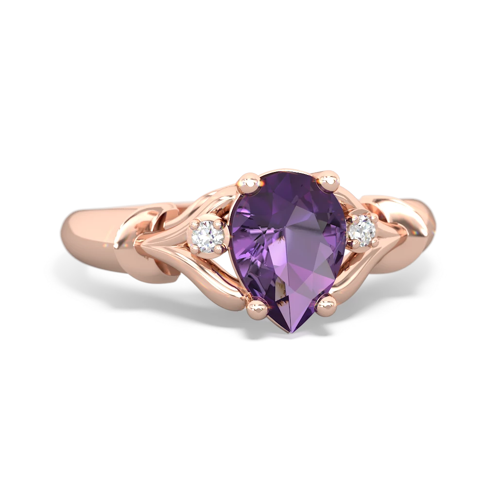 Amethyst Precious Pear 14K Rose Gold ring R0826