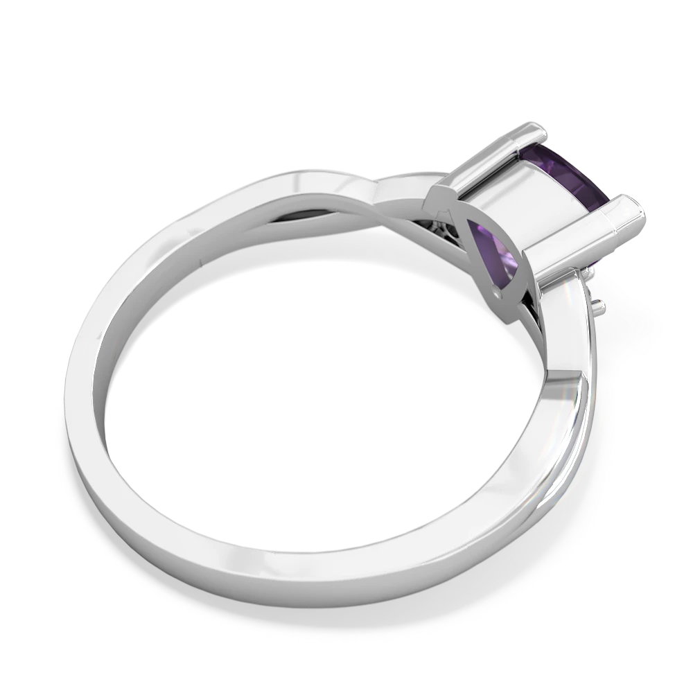 Amethyst Trillion Twist 14K White Gold ring R2104