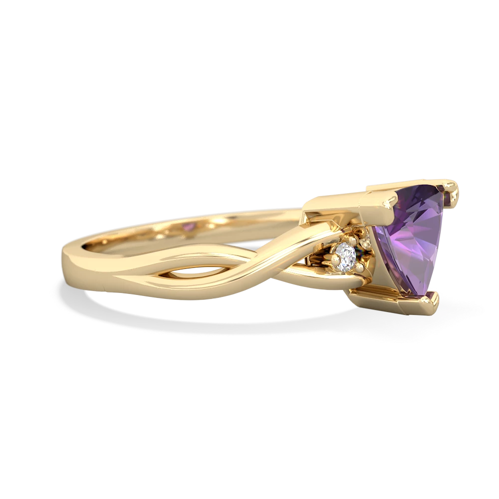 Amethyst Trillion Twist 14K Yellow Gold ring R2104